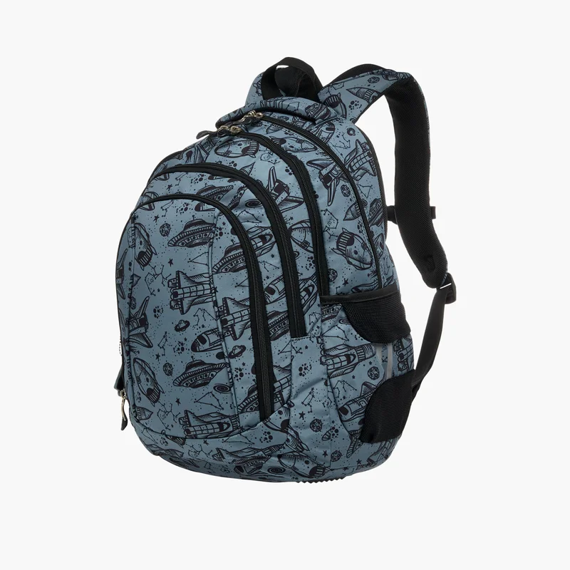 St.Right Backpack-Space-4 Cmprt-18 In-Boys (Polyester) Grey \ 30X20X45